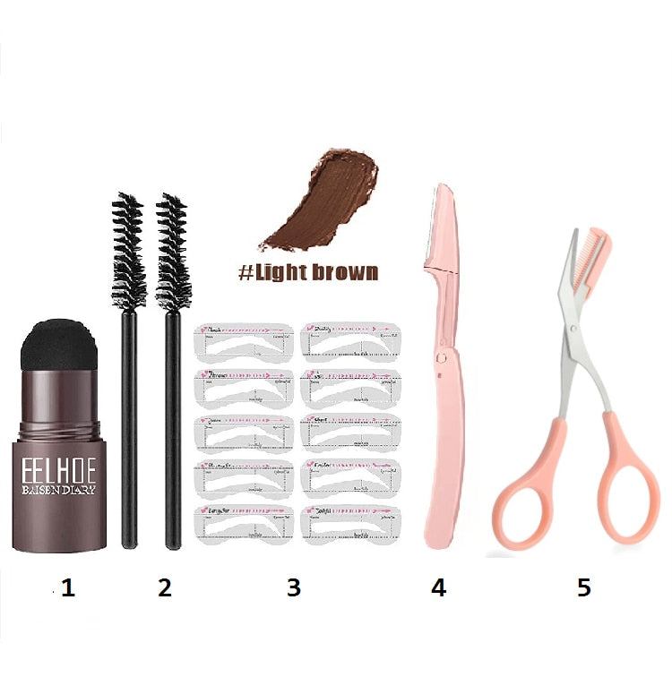 2023 One Step Eyebrow Stamp Shaping Kit Set Pen Women Make Up Natural Hair Line Enhance Waterproof Stencil Eye Brow Tattoo Tint