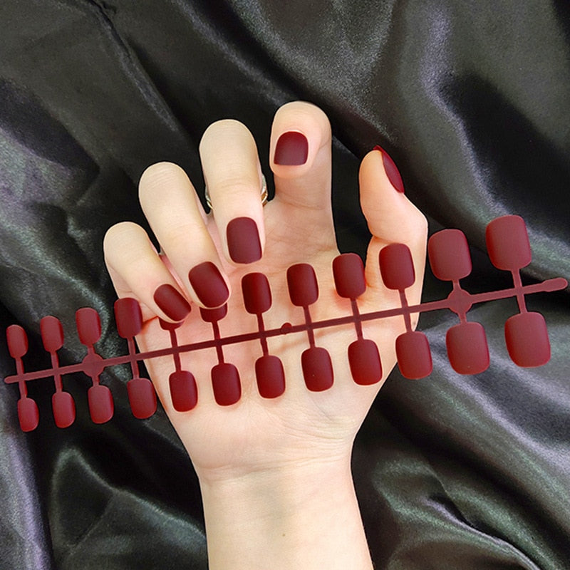 Matte False Nail Tips Solid Color Matte Super Long Coffin False Nail Ballet Press on Nails Tips for Artificial Fingernails