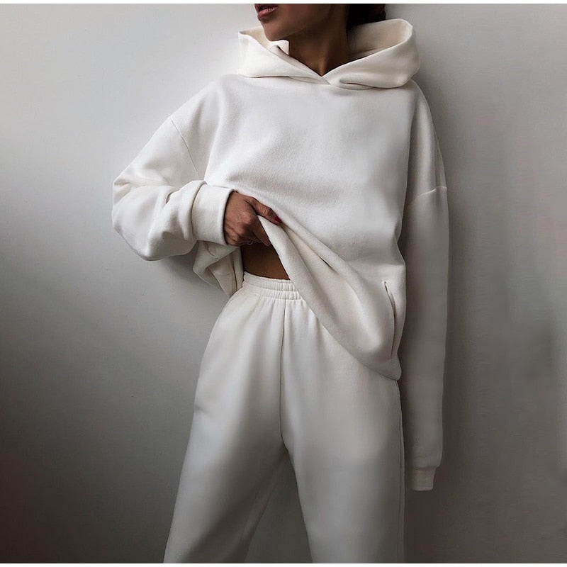 Women’s Tracksuit Suit Hoodie Sweatshirts Two Pieces Oversized Solid Casual Hoody Pullovers Long Pant Sets