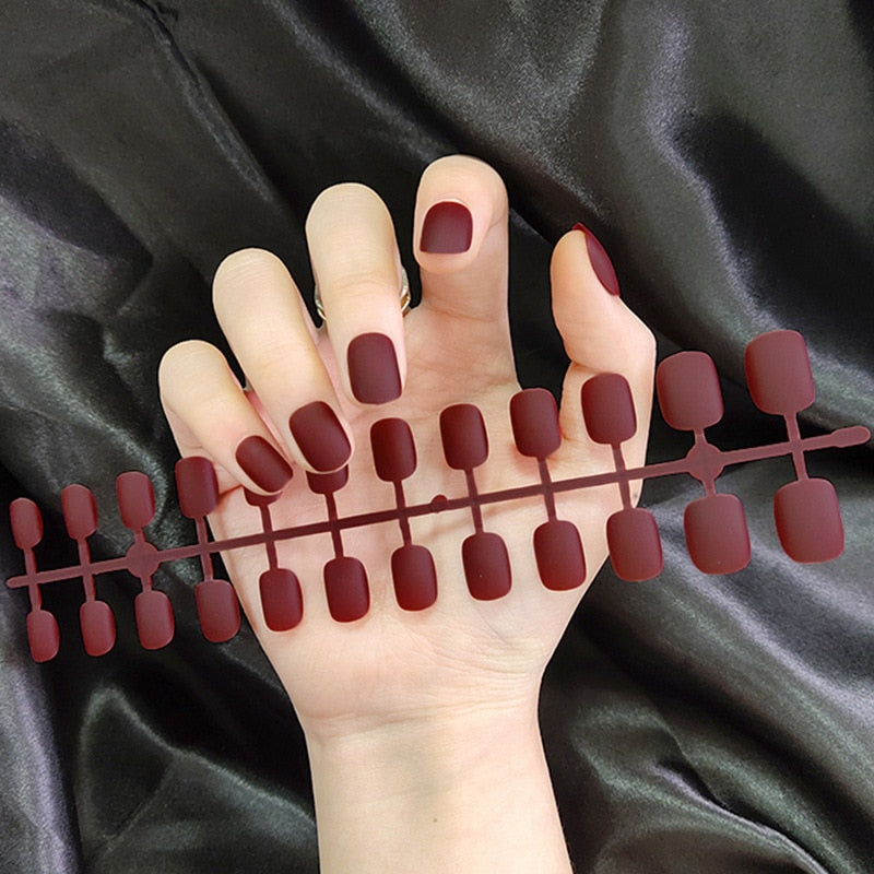 Matte False Nail Tips Solid Color Matte Super Long Coffin False Nail Ballet Press on Nails Tips for Artificial Fingernails