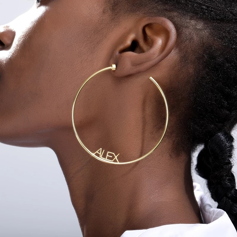 70mm Custom Name Earrings Personalized Name Earrings Name Hoops Name Earrings Hoop Earrings Gold Custom Earrings Custom Hoops