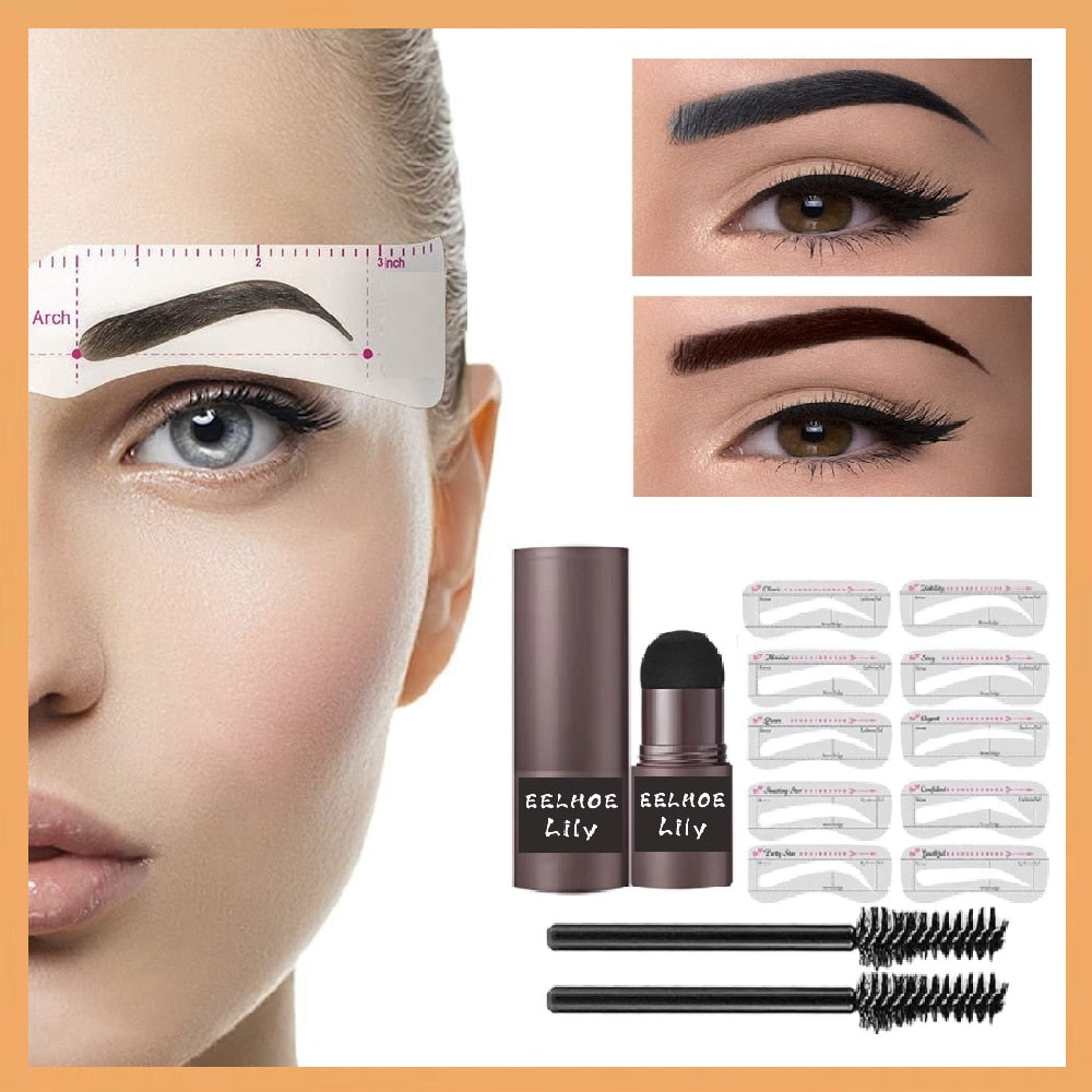 2023 One Step Eyebrow Stamp Shaping Kit Set Pen Women Make Up Natural Hair Line Enhance Waterproof Stencil Eye Brow Tattoo Tint