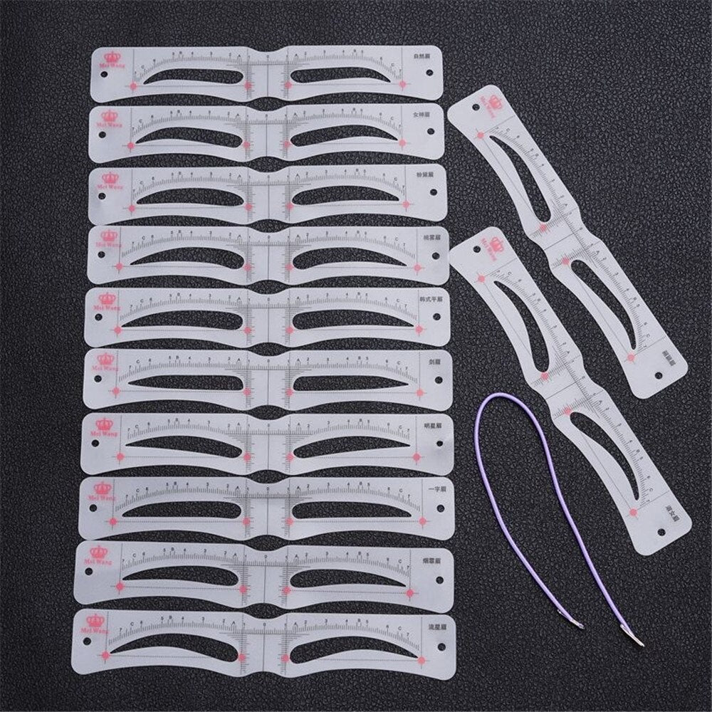 12 Style Fixable Eyebrow Stencil Grooming Shaper Template Reusable Stickers Make Up Tools For Eye Brow Stamp Pen Pencil Cosmetic